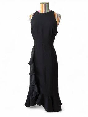 NWT LIKELY Tay Sleeveless Cascade Ruffle Cocktail Dress In Black MSRP $248